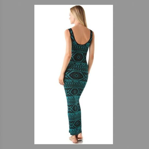 NWT Torn Ronny Kobo XS Amelie Maxi Bodycon Dress Teal fitted Stretchy Sexy Boho - Picture 1 of 12
